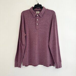 Faherty Mens Long Sleeve Polo Shirt Size Large Striped Preppy Collared Henley